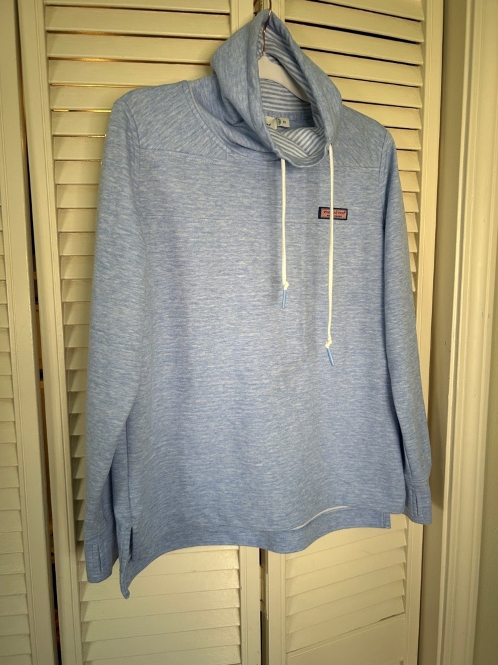 Vineyard Vines Heathered Sky Blue Cowl-Neck Pullover size XS - Picture 3 of 7